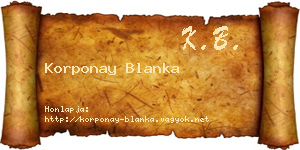 Korponay Blanka névjegykártya